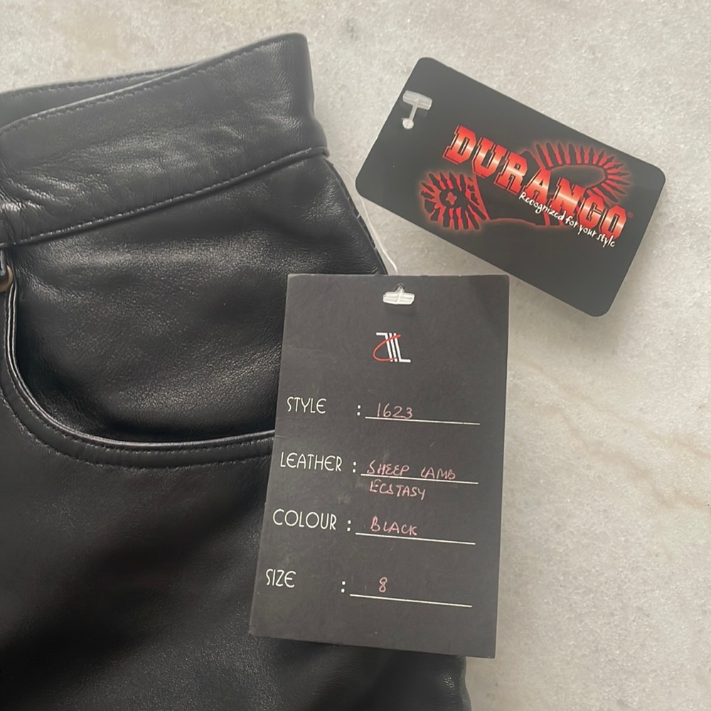 Real leather black pants - new with tags, straight leg
